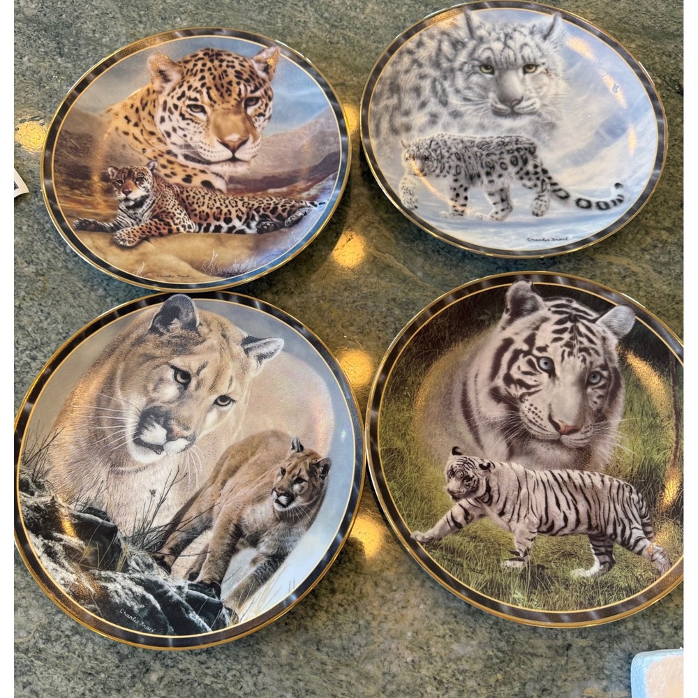 Charles Fracé Big Cat Collector Plates – Soul of the Wild‎ – Set of 4 w/ COA